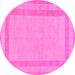 Round Machine Washable Solid Pink Modern Rug, wshabs126pnk