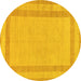 Round Machine Washable Solid Yellow Modern Rug, wshabs126yw