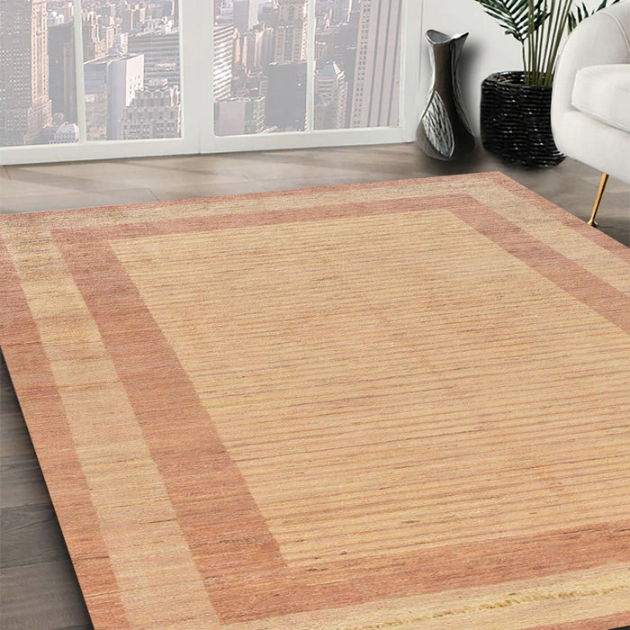 Abstract Mango Orange Solid Rug in Family Room, abs126