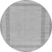 Round Machine Washable Solid Gray Modern Rug, wshabs126gry