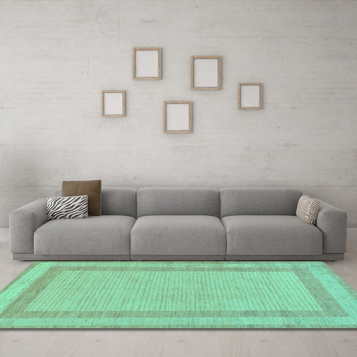 Machine Washable Solid Turquoise Modern Area Rugs in a Living Room,, wshabs126turq