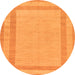 Round Machine Washable Solid Orange Modern Area Rugs, wshabs126org