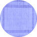 Round Solid Blue Modern Rug, abs126blu