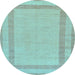 Round Machine Washable Solid Light Blue Modern Rug, wshabs126lblu