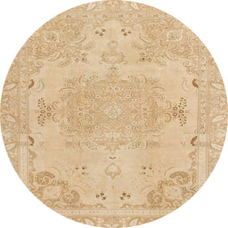 Round Abstract Yellow Modern Rug, abs1270