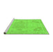 Sideview of Machine Washable Abstract Green Modern Area Rugs, wshabs1270grn