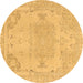 Round Abstract Brown Modern Rug, abs1270brn