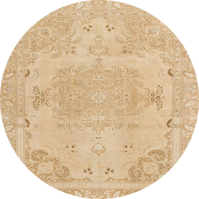 Round Machine Washable Abstract Yellow Rug, wshabs1270