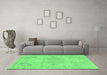 Machine Washable Abstract Emerald Green Modern Area Rugs in a Living Room,, wshabs1270emgrn