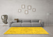 Machine Washable Abstract Yellow Modern Rug in a Living Room, wshabs1270yw