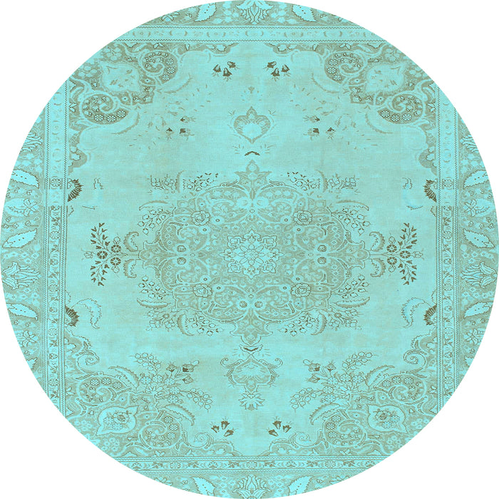 Round Abstract Light Blue Modern Rug, abs1270lblu