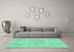 Machine Washable Abstract Turquoise Modern Area Rugs in a Living Room,, wshabs1270turq