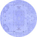 Round Abstract Blue Modern Rug, abs1270blu