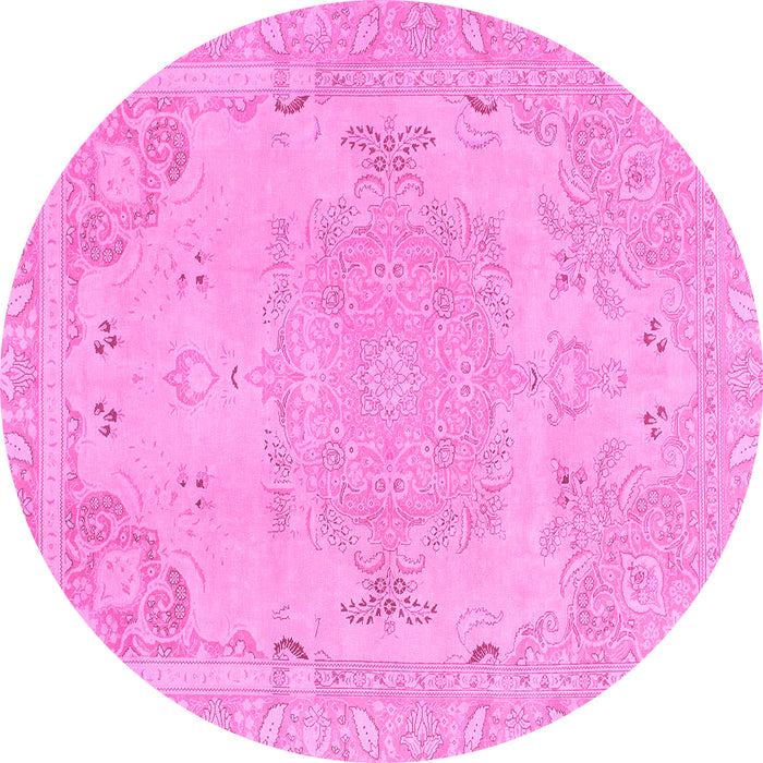 Round Abstract Pink Modern Rug, abs1270pnk