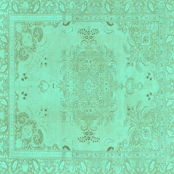 Square Machine Washable Abstract Turquoise Modern Area Rugs, wshabs1270turq