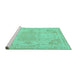 Sideview of Machine Washable Abstract Turquoise Modern Area Rugs, wshabs1270turq