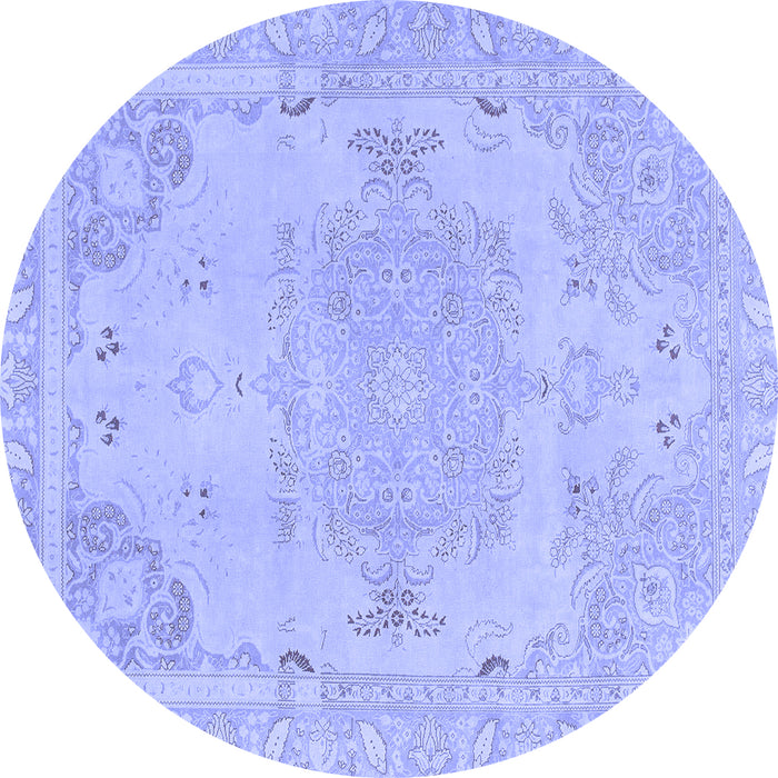 Round Machine Washable Abstract Blue Modern Rug, wshabs1270blu