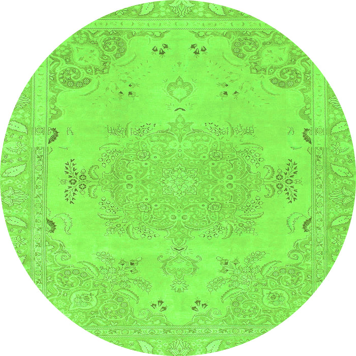 Round Machine Washable Abstract Green Modern Area Rugs, wshabs1270grn