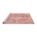 Sideview of Machine Washable Abstract Tomato Red Rug, wshabs1271