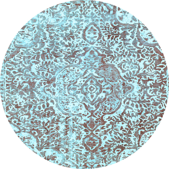 Round Abstract Light Blue Modern Rug, abs1271lblu