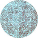 Round Abstract Light Blue Modern Rug, abs1271lblu