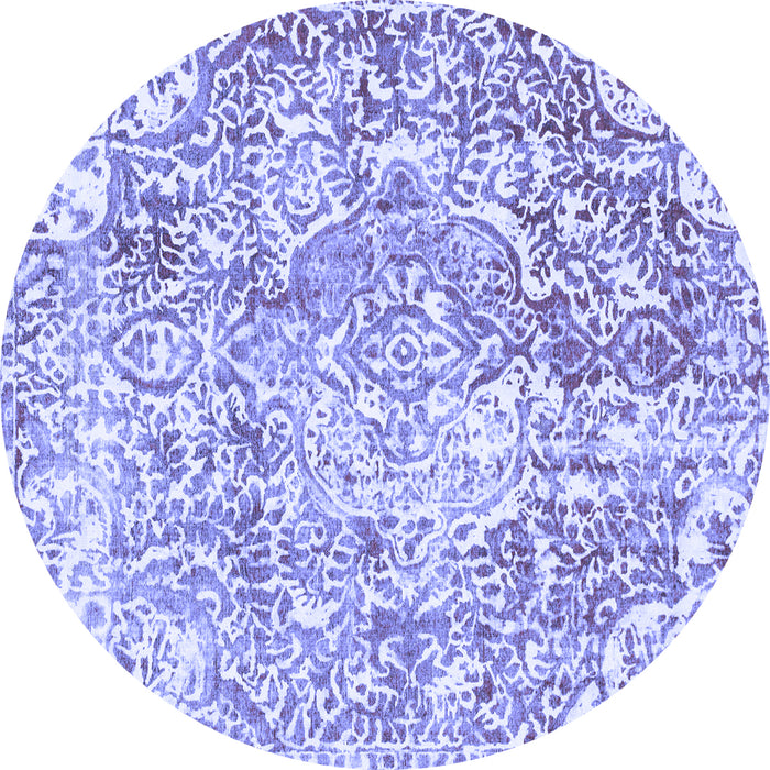 Round Machine Washable Abstract Blue Modern Rug, wshabs1271blu