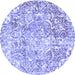 Round Machine Washable Abstract Blue Modern Rug, wshabs1271blu