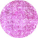 Round Machine Washable Abstract Purple Modern Area Rugs, wshabs1271pur