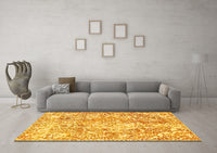 Machine Washable Abstract Yellow Modern Rug, wshabs1271yw