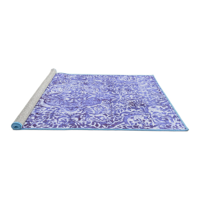 Sideview of Machine Washable Abstract Blue Modern Rug, wshabs1271blu