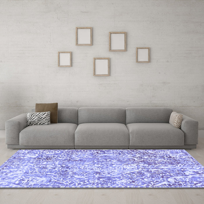 Machine Washable Abstract Blue Modern Rug in a Living Room, wshabs1271blu