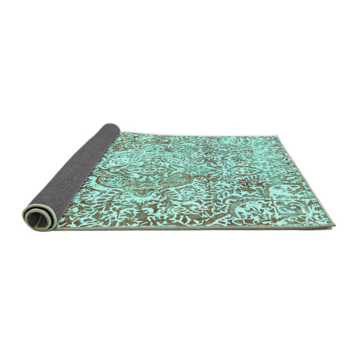 Sideview of Abstract Turquoise Modern Rug, abs1271turq