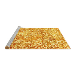 Sideview of Machine Washable Abstract Yellow Modern Rug, wshabs1271yw