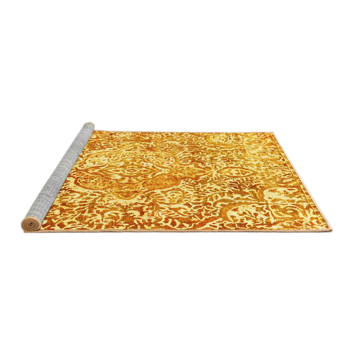 Sideview of Machine Washable Abstract Yellow Modern Rug, wshabs1271yw