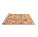 Sideview of Machine Washable Abstract Brown Modern Rug, wshabs1271brn