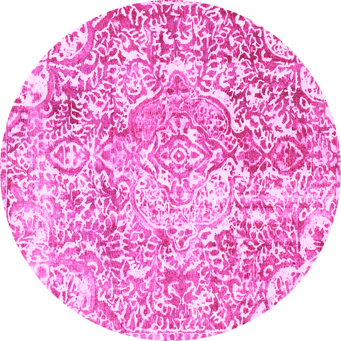 Round Abstract Pink Modern Rug, abs1271pnk
