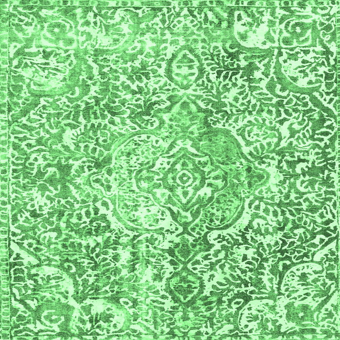 Square Machine Washable Abstract Emerald Green Modern Area Rugs, wshabs1271emgrn