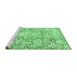 Sideview of Machine Washable Abstract Emerald Green Modern Area Rugs, wshabs1271emgrn