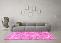 Machine Washable Abstract Pink Modern Rug, wshabs1271pnk