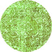 Round Machine Washable Abstract Green Modern Area Rugs, wshabs1271grn