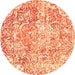 Round Machine Washable Abstract Orange Modern Area Rugs, wshabs1271org