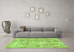 Machine Washable Abstract Green Modern Area Rugs in a Living Room,, wshabs1271grn