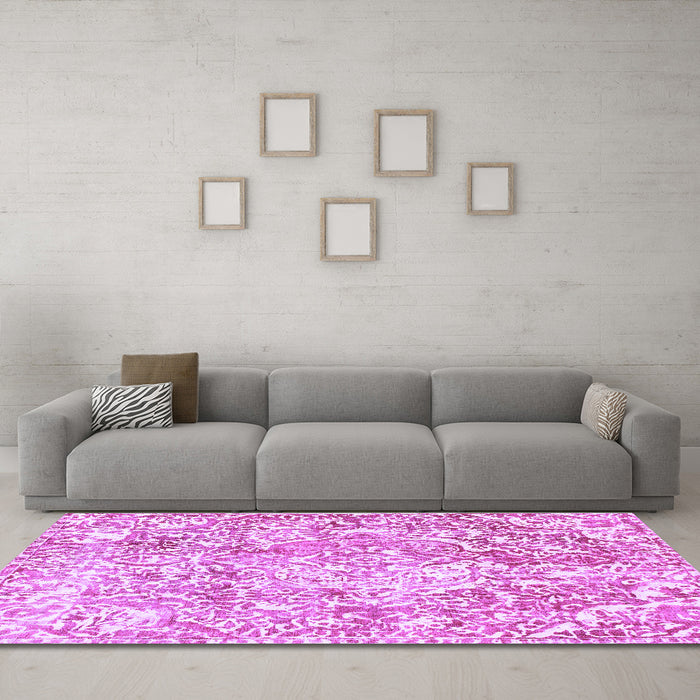 Machine Washable Abstract Purple Modern Area Rugs in a Living Room, wshabs1271pur