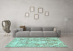 Machine Washable Abstract Turquoise Modern Area Rugs in a Living Room,, wshabs1271turq