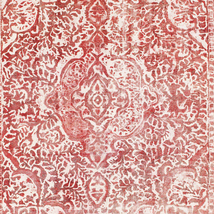 Machine Washable Abstract Tomato Red Rug, wshabs1271