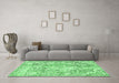 Machine Washable Abstract Emerald Green Modern Area Rugs in a Living Room,, wshabs1271emgrn