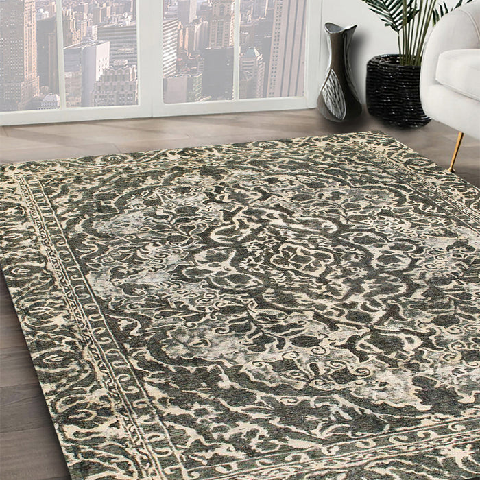 Machine Washable Abstract Tan Brown Rug in a Family Room, wshabs1272