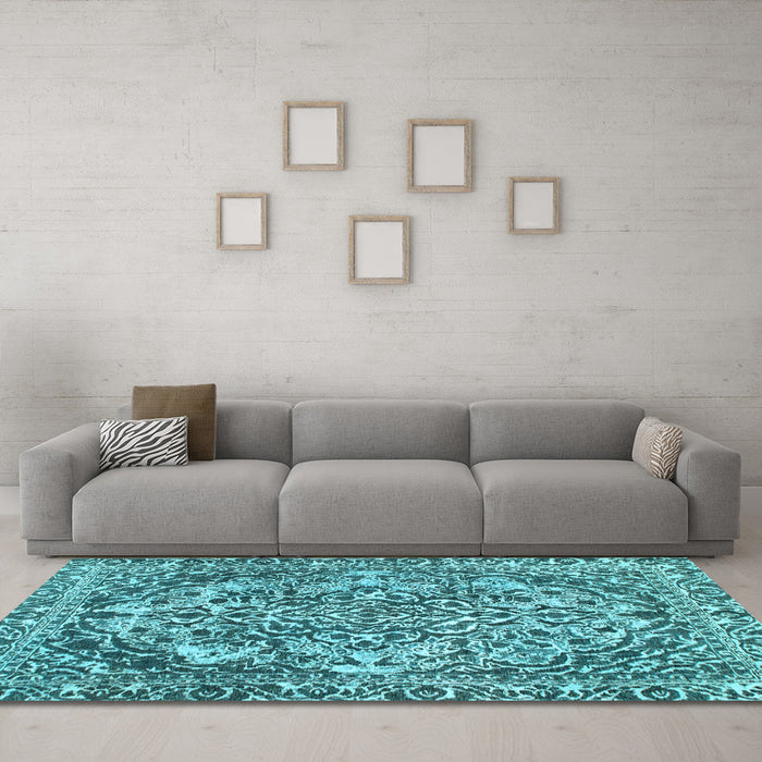 Machine Washable Abstract Light Blue Modern Rug in a Living Room, wshabs1272lblu