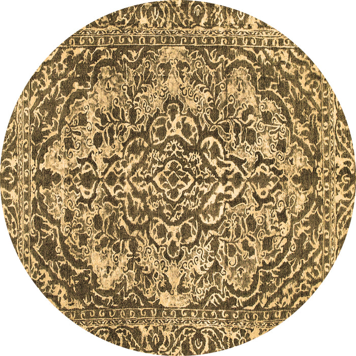Round Abstract Brown Modern Rug, abs1272brn