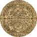 Round Abstract Brown Modern Rug, abs1272brn